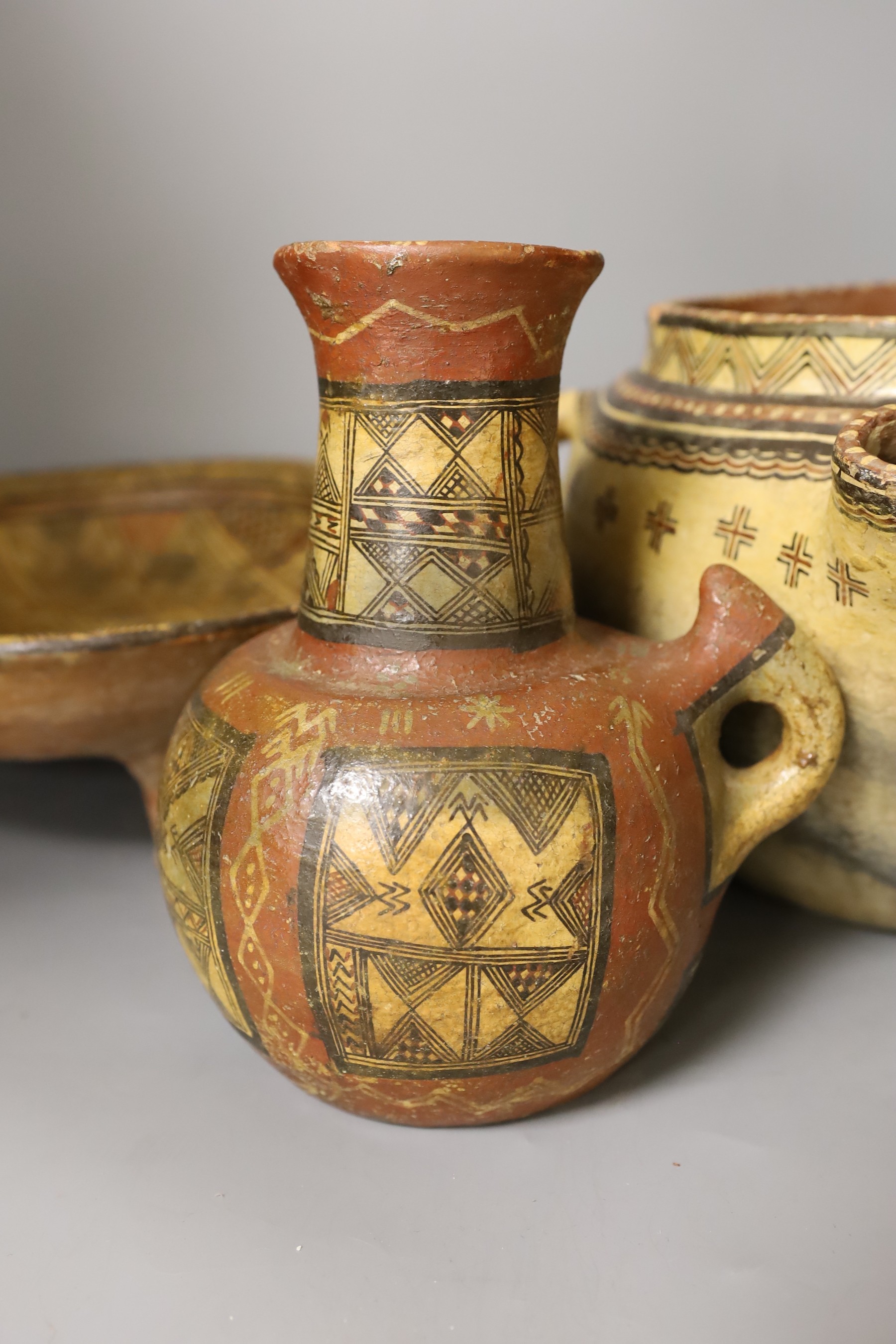 Three Berber pottery vessels, Algeria/Morocco, largest 32.5cm